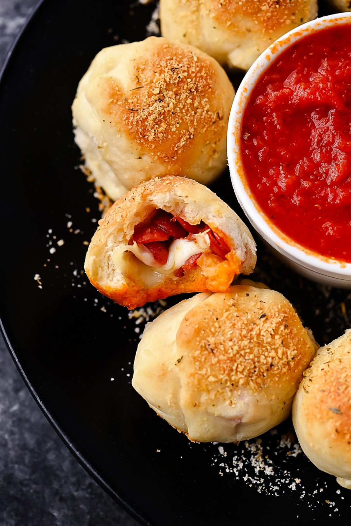 Cheesy Stuffed Pizza Rolls with Pepperoni and Pizza Sauce