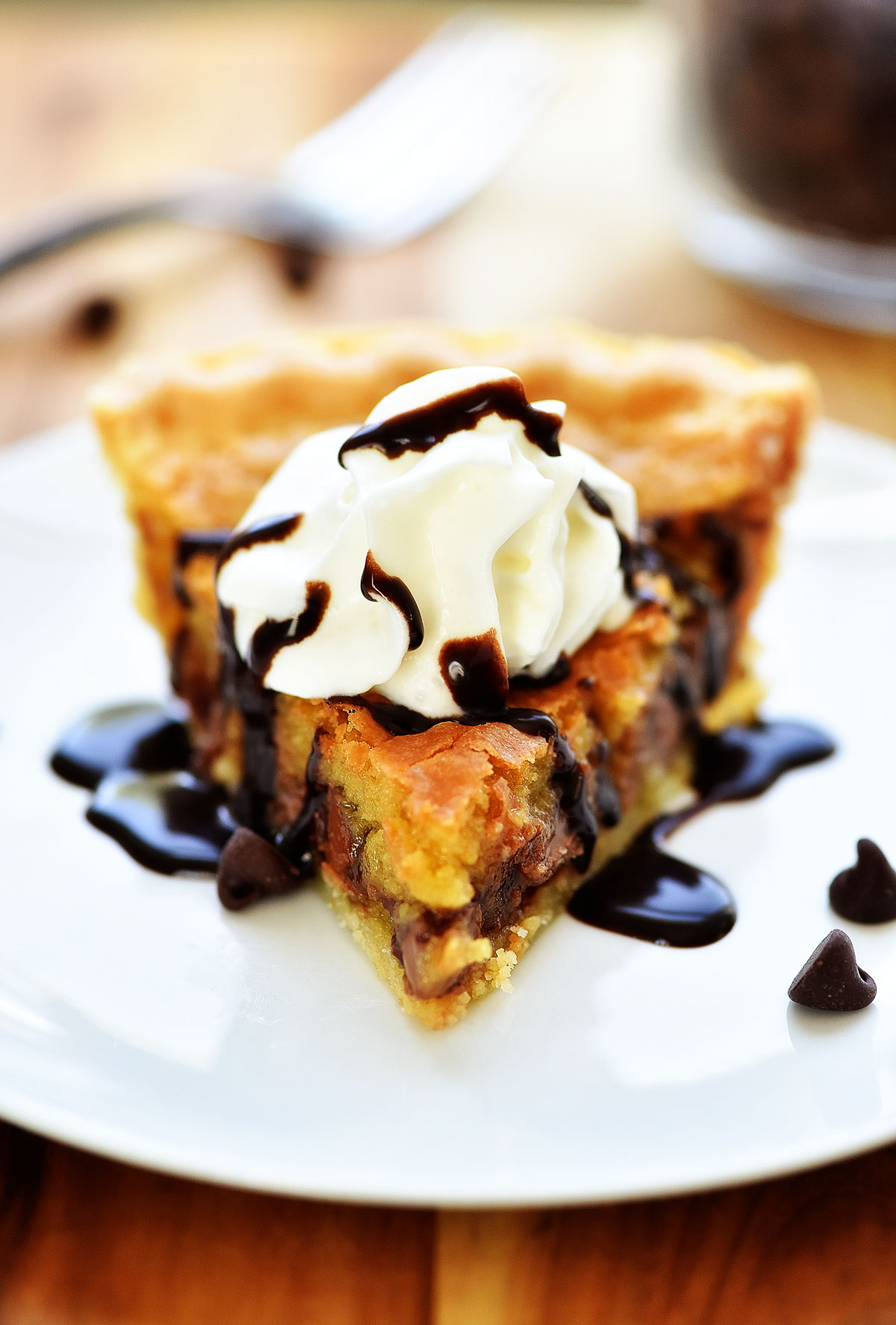 Chocolate Chip Cookie Pie with Whipped Cream