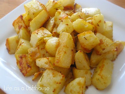 Savory Roasted Potatoes on a white dish