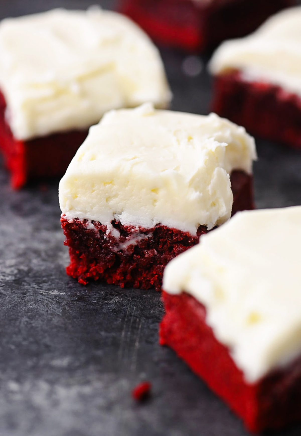 Red Velvet Brownies with White Chocolate Buttercream Frosting