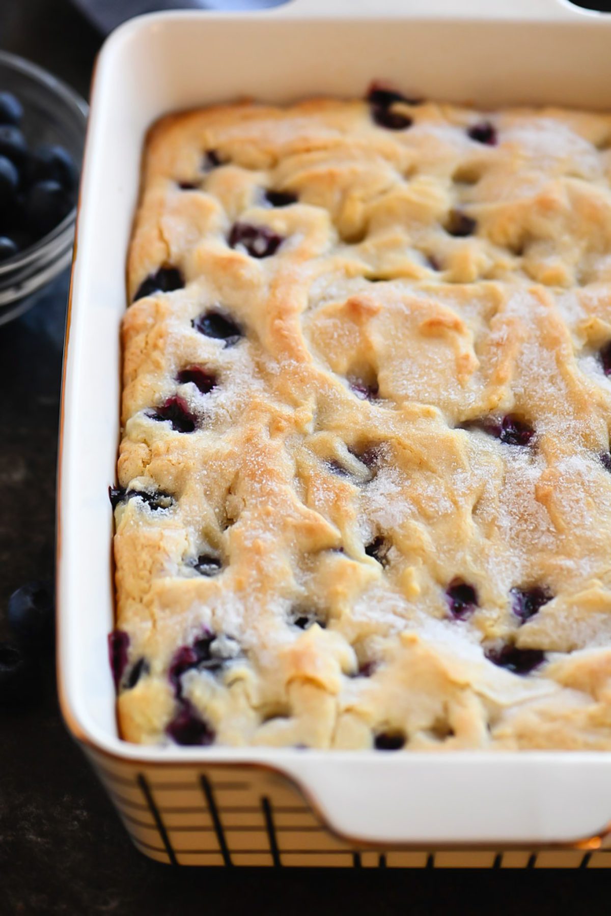 Blueberry Breakfast Cake is a moist, soft vanilla cake filled with fresh blueberries. Life-in-the-Lofthouse.com
