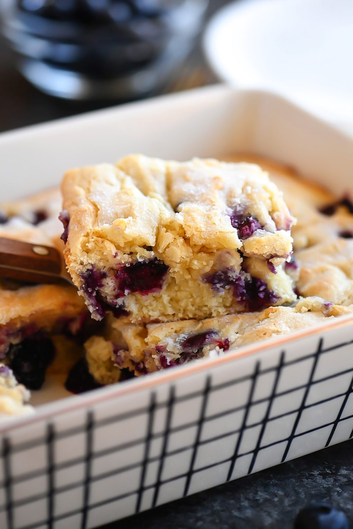 Blueberry Breakfast Cake is a moist, soft vanilla cake filled with fresh blueberries. Life-in-the-Lofthouse.com
