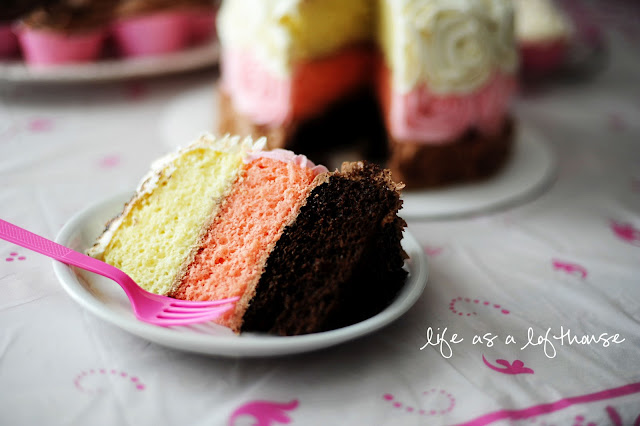 Neapolitan Cake with frosting