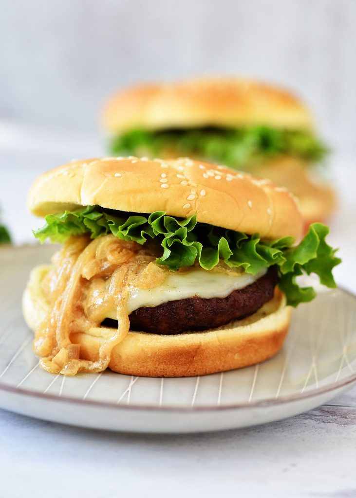 French Onion Burgers are loaded with provolone cheese and caramelized onions. Life-in-the-Lofthouse.com