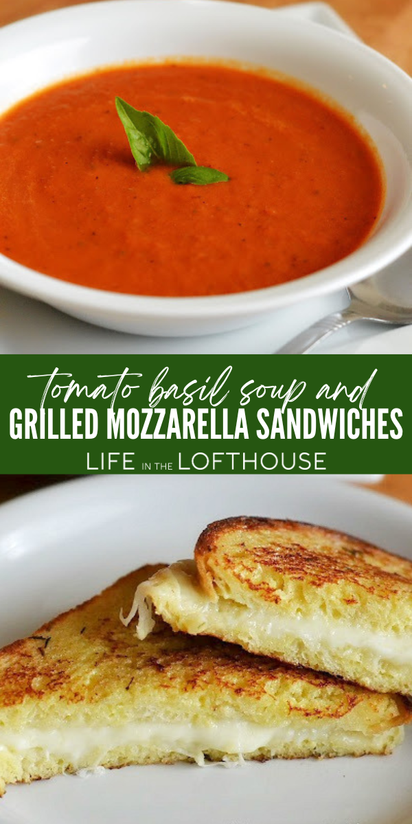 Cozy up with creamy Tomato Basil Soup and golden Grilled Mozzarella Cheese Sandwiches. The best lunch or dinner for chilly fall nights.