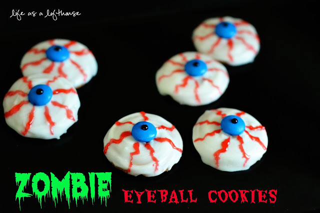 Make these easy Zombie Eyeball Cookies with vanilla wafers, candy coating, and M&M’s. The ultimate Halloween party treat!