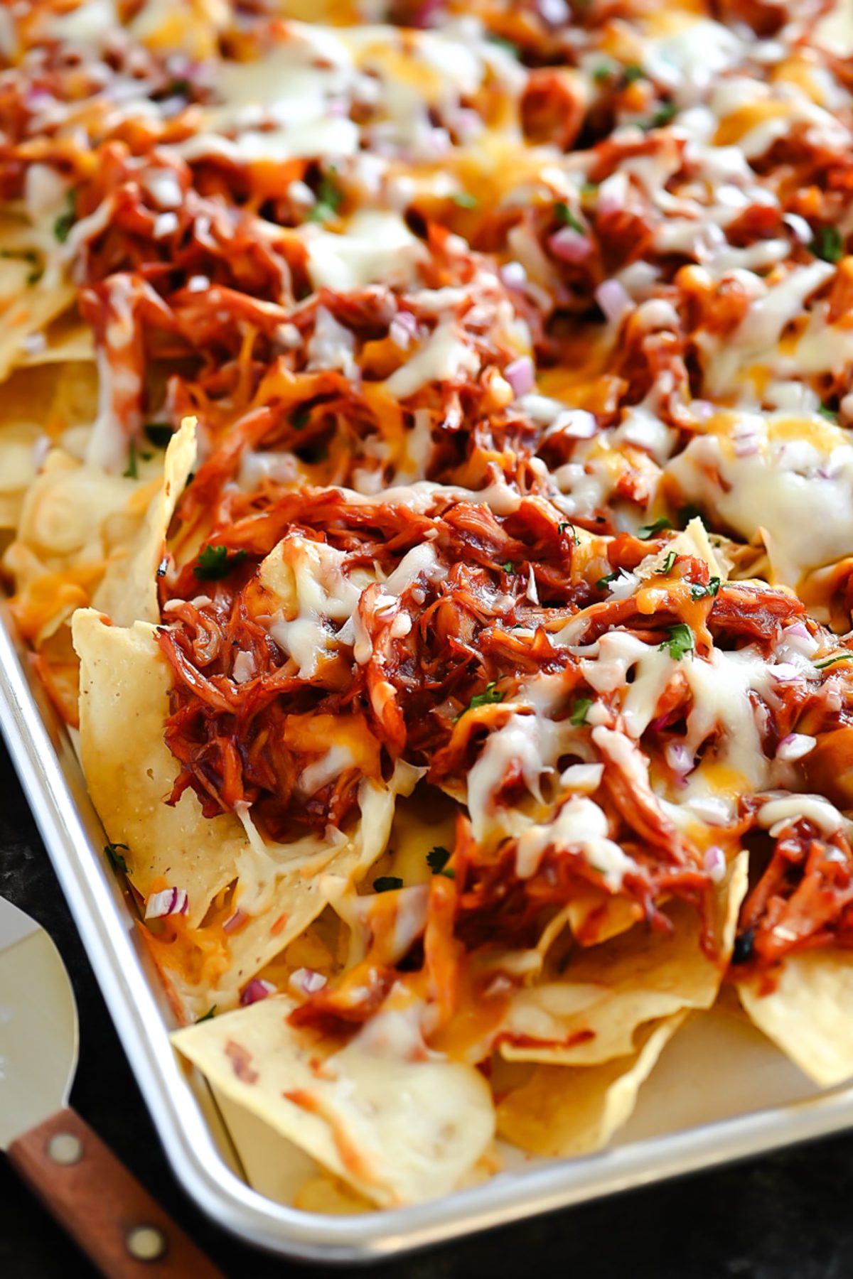 Nachos with barbecue sauce