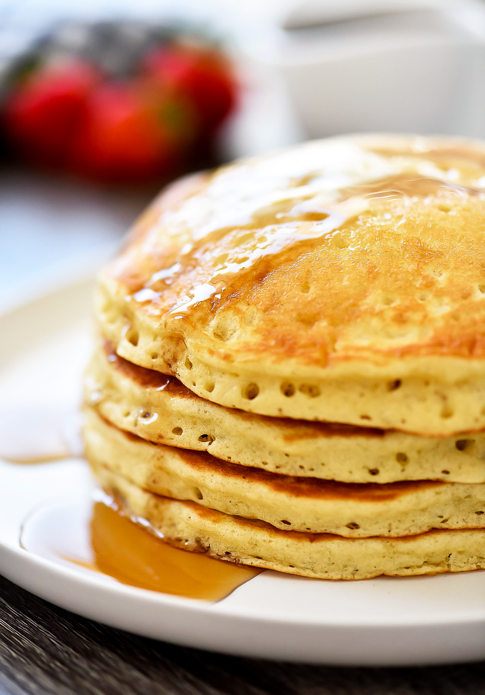 Fluffy and golden buttermilk pancakes made from scratch. Life-in-the-Lofthouse.com