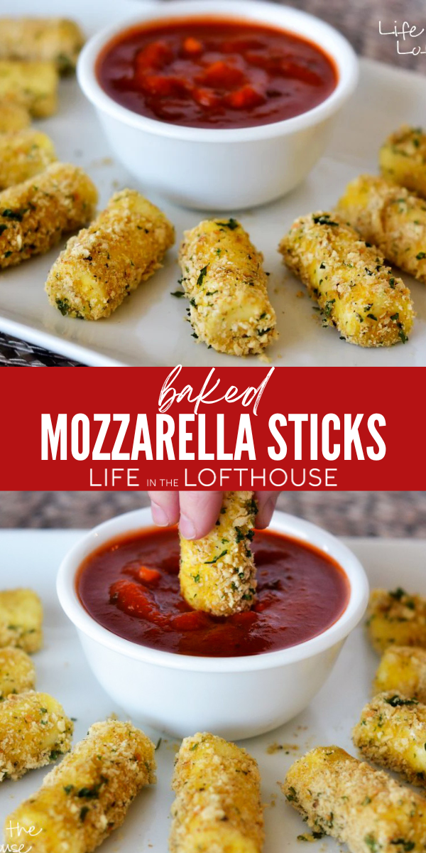 Baked Mozzarella Sticks Pinterest Pin