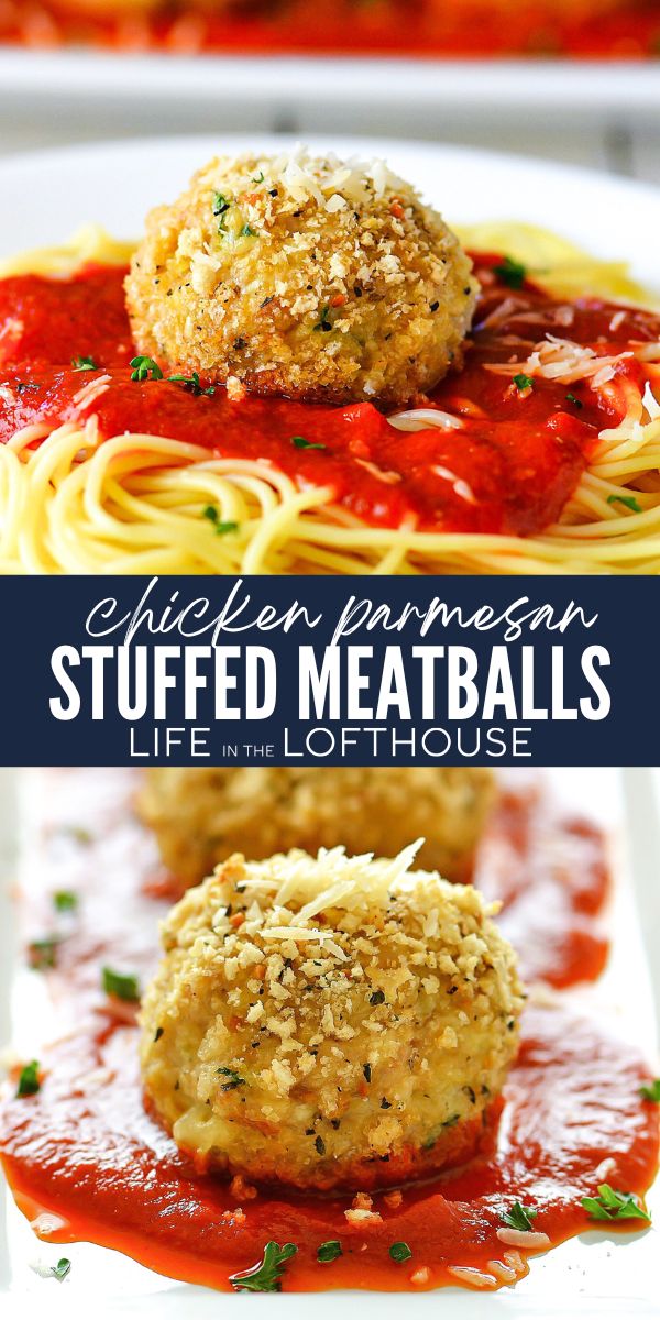 Chicken Parmesan Stuffed Meatballs