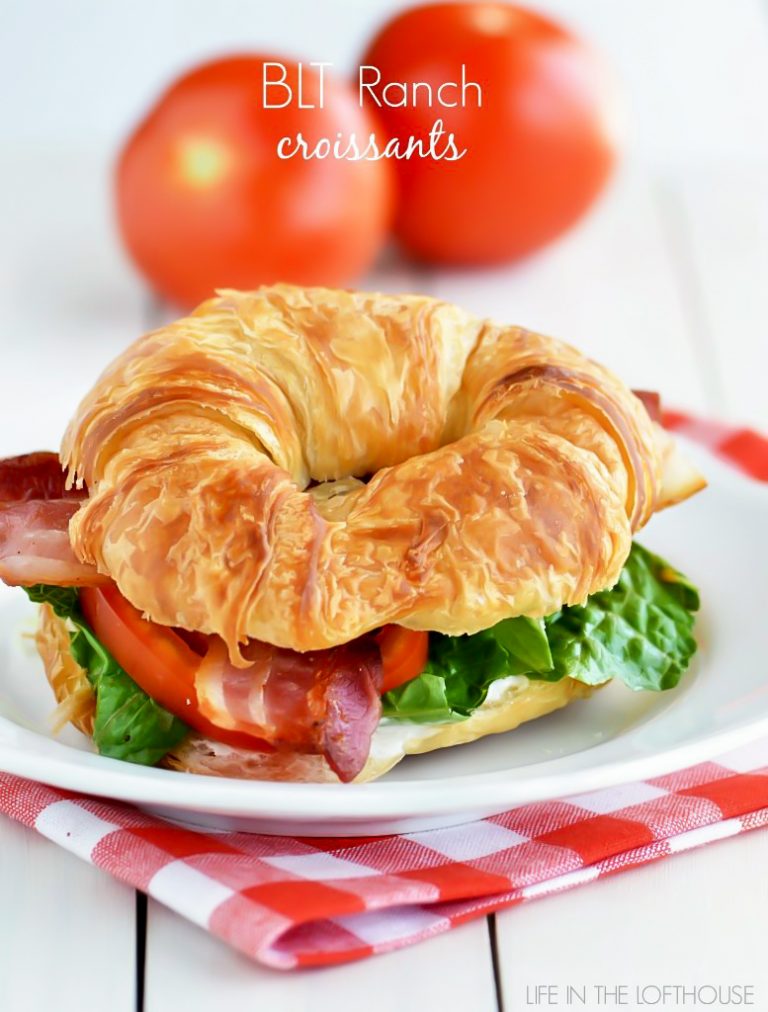 BLT Ranch Croissants are bacon, lettuce and tomato sandwiches made on croissants with ranch dressing.
