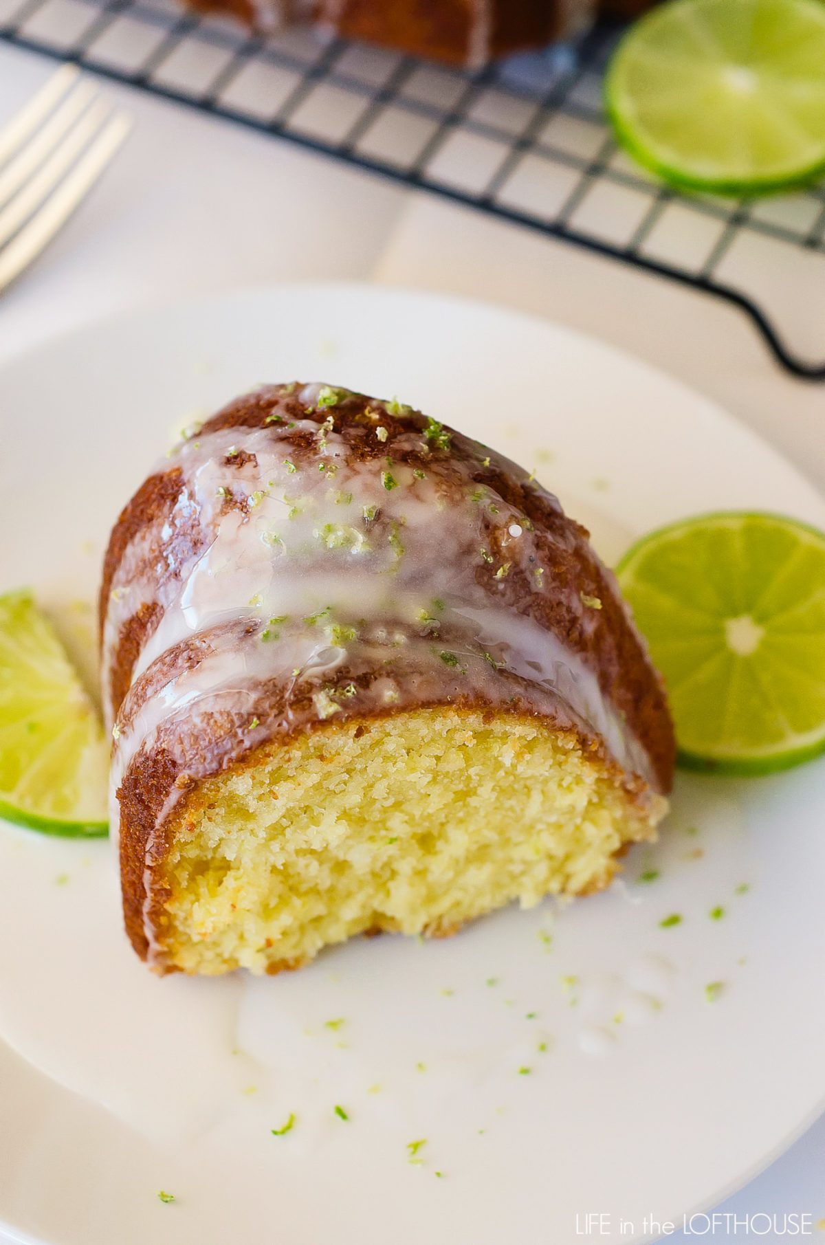 This Key Lime Bundt Cake is a moist cake with perfect lime flavor and a sweet glaze. Life-in-the-Lofthouse.com