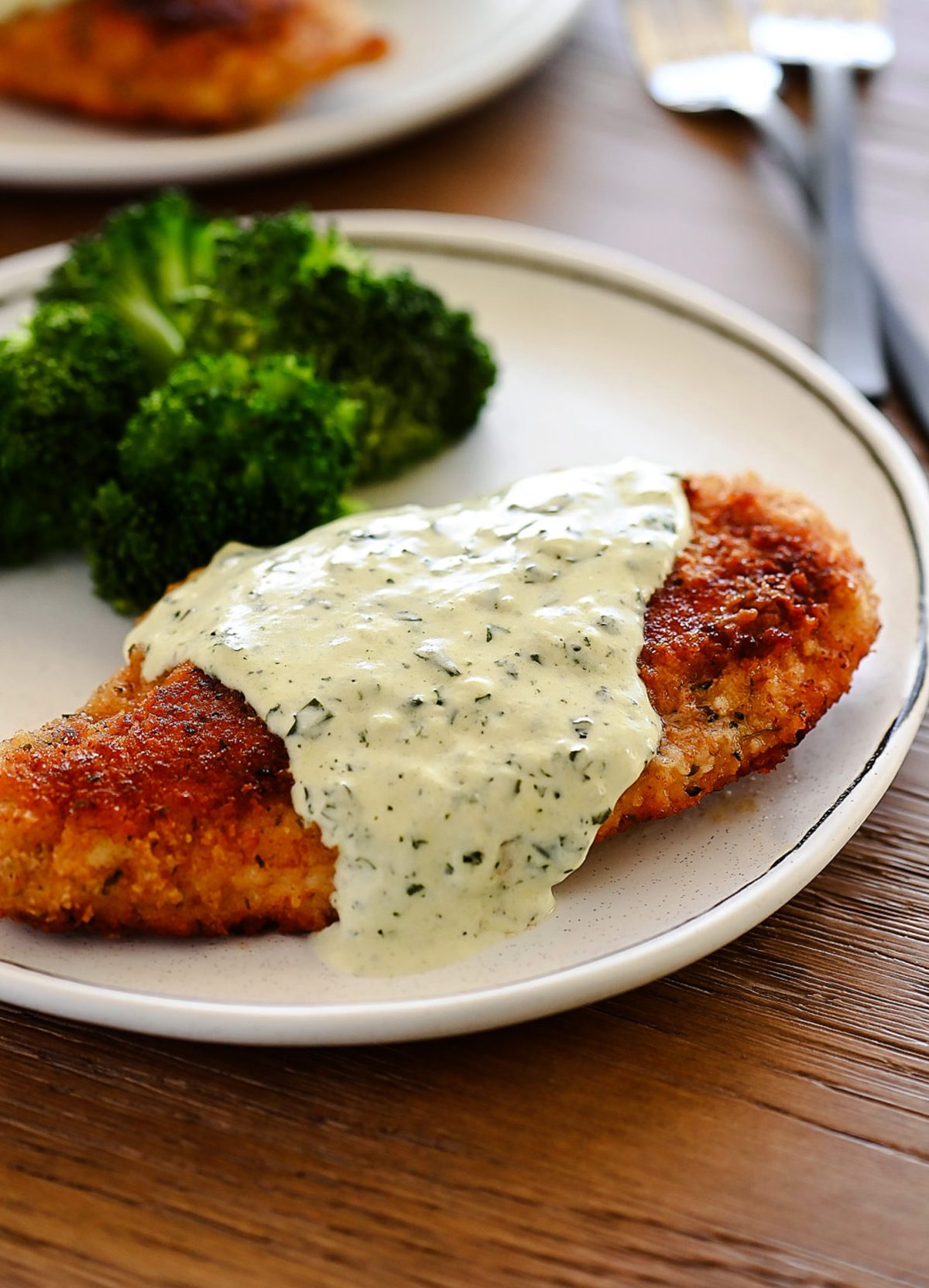 Chicken smothered in Basil Cream Sauce