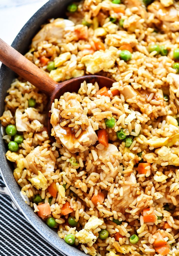 Chicken fried rice has all the classic elements of fried rice with teriyaki chicken through out. Life-in-the-Lofthouse.com