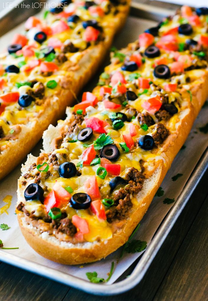 Taco French bread pizza has all the flavors of a taco transformed into a pizza using french bread. Life-in-the-Lofthouse.com