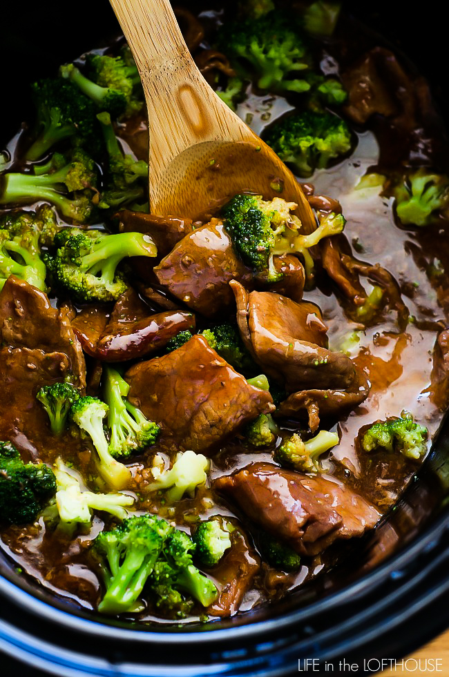 Tender beef and broccoli cooked together in the Crock Pot. Life-in-the-Lofthouse.com