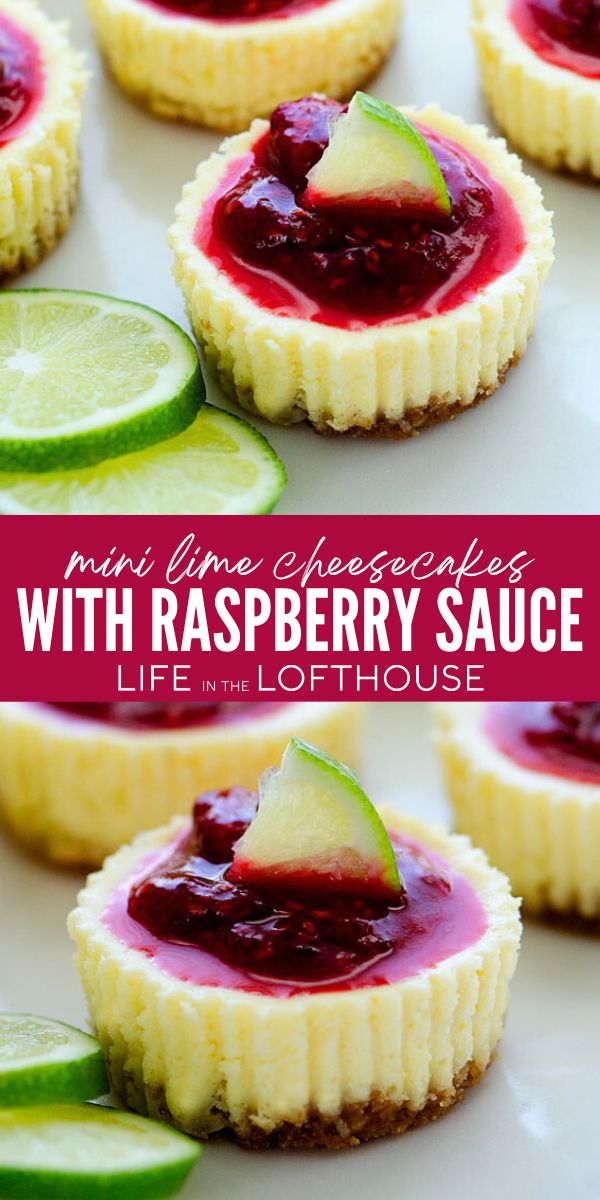 Mini Lime Cheesecakes with Raspberry Sauce