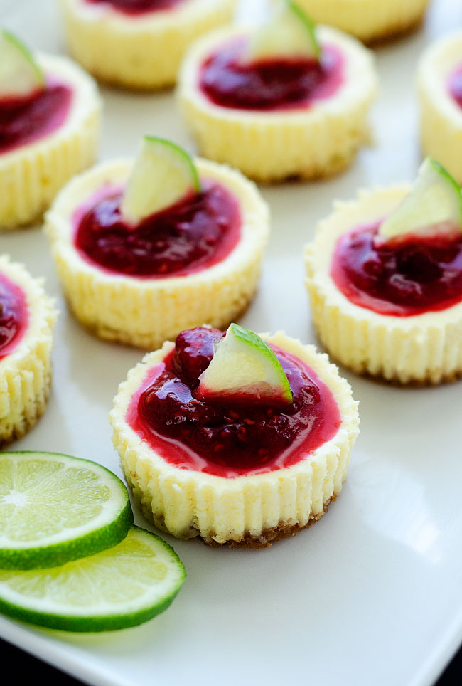 Mini Lime Cheesecakes With Raspberry Sauce