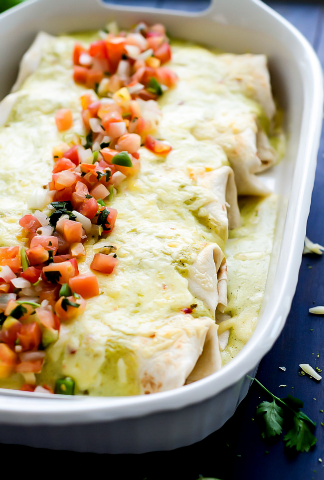 Flavor-packed burritos loaded with shredded chicken, rice and beans then smothered in a delicious salsa verde dressing. Life-in-the-Lofthouse.com