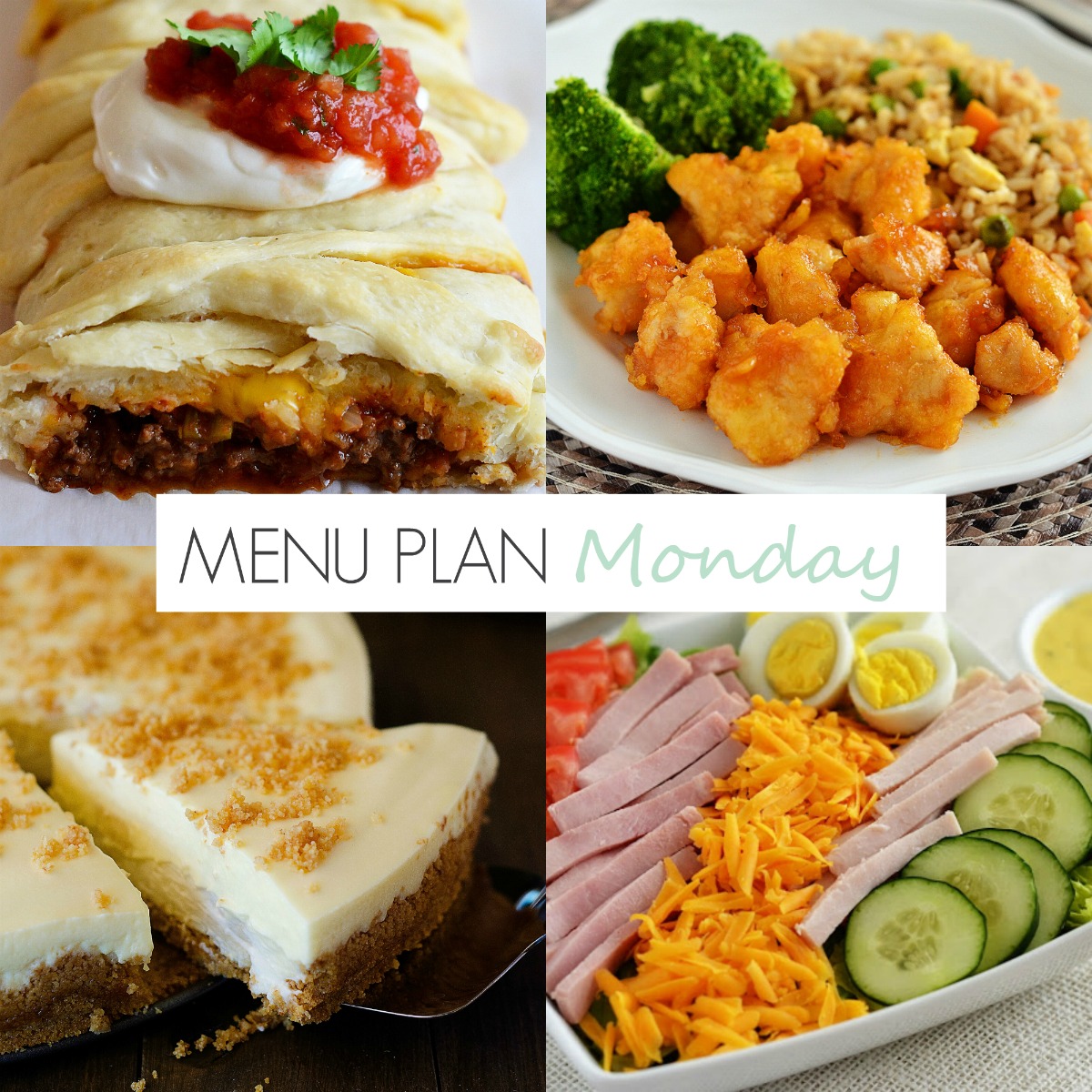 Baked sweet n sour chicken, chef salads, taco braid and more faves on Menu Plan Monday #151