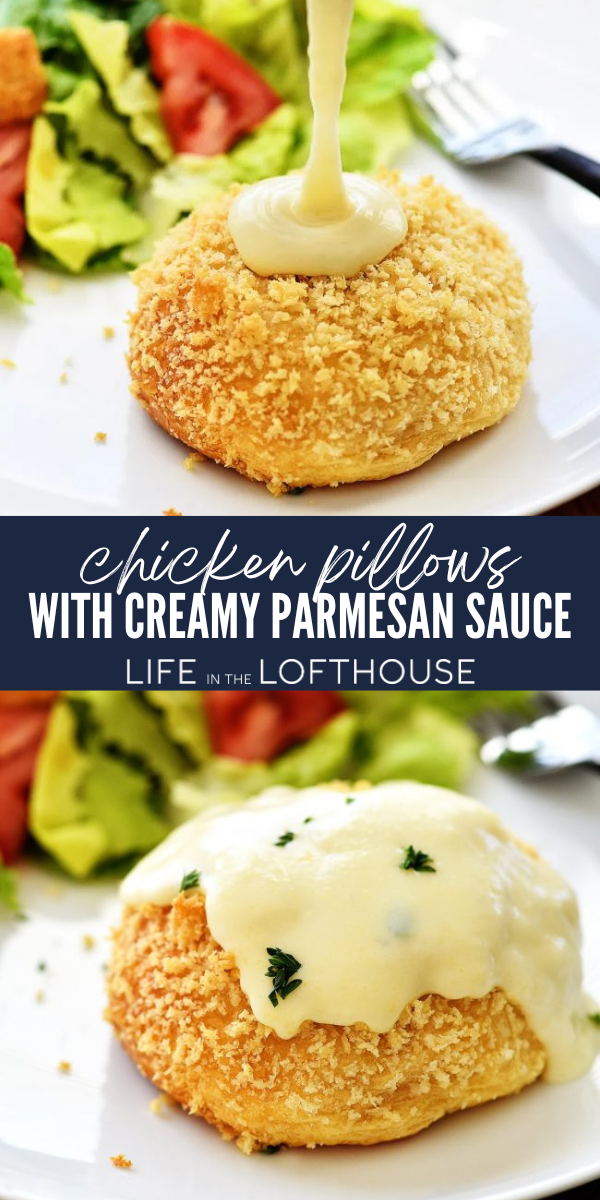 Chicken Pillows with Creamy Parmesan Sauce Pinterest Pin
