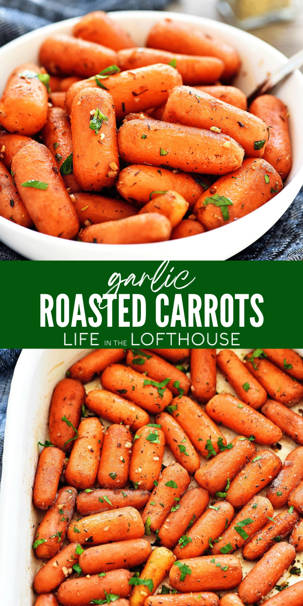 Garlic Roasted Carrots in a white bowl