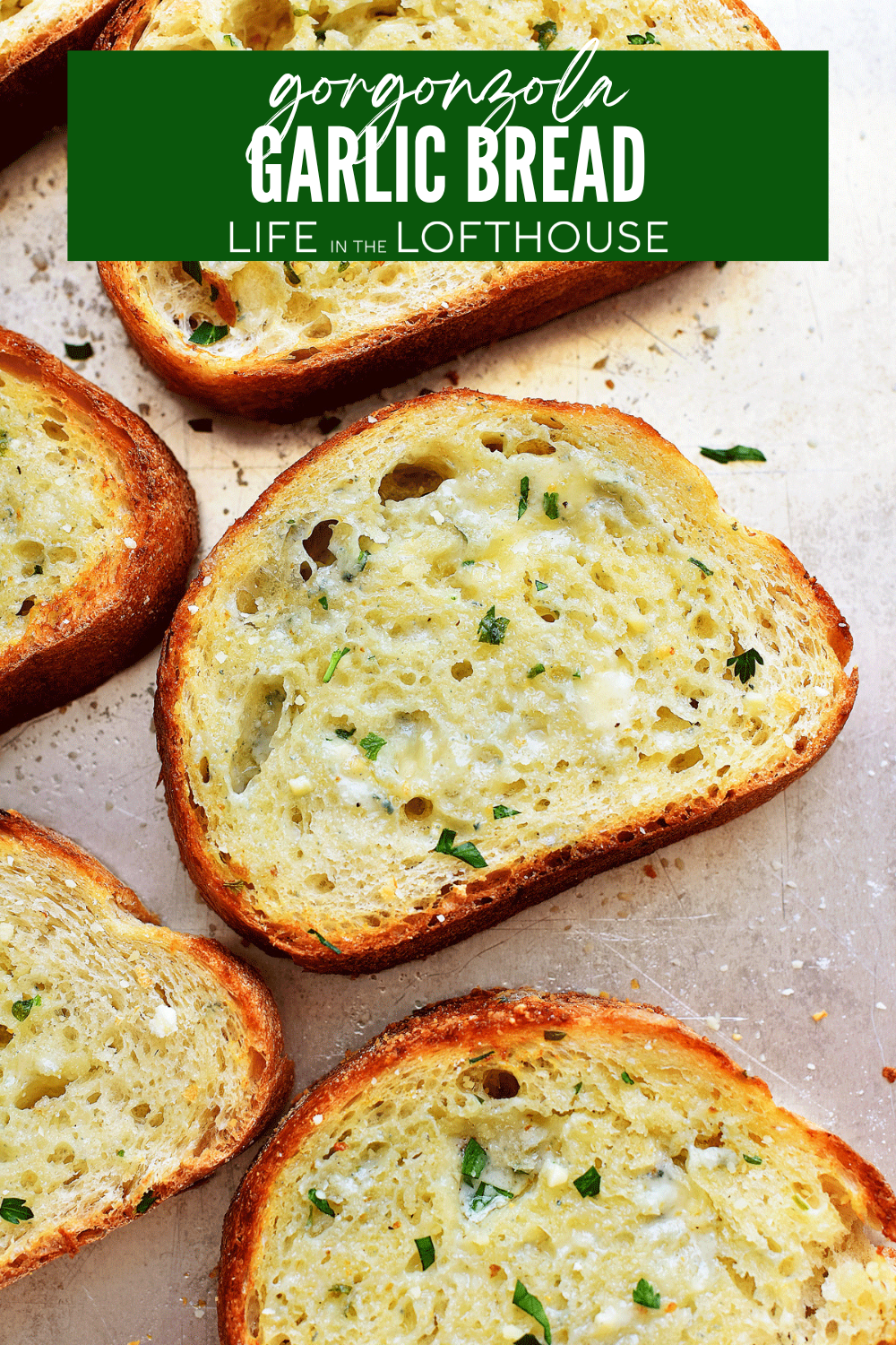 Slices of Gorgonzola Garlic Bread
