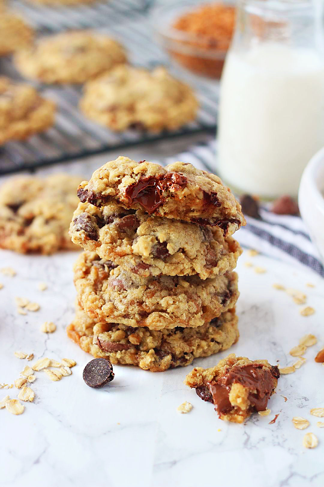 These Oatmeal Toffee Chocolate Chip Cookies are loaded with chocolate chips, toffee bits and oatmeal. Life-in-the-Lofthouse.com