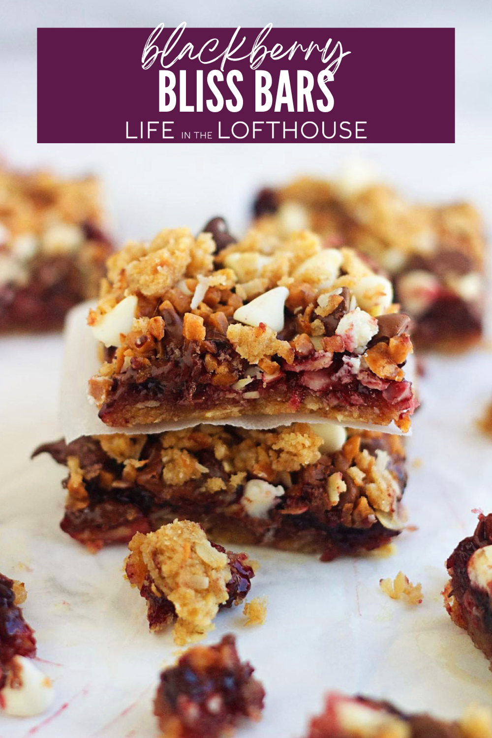 These Blackberry Bliss Bars are absolutely amazing! They are packed with a little bit of something for everyone, they&rsquo;ll become an instant favorite!