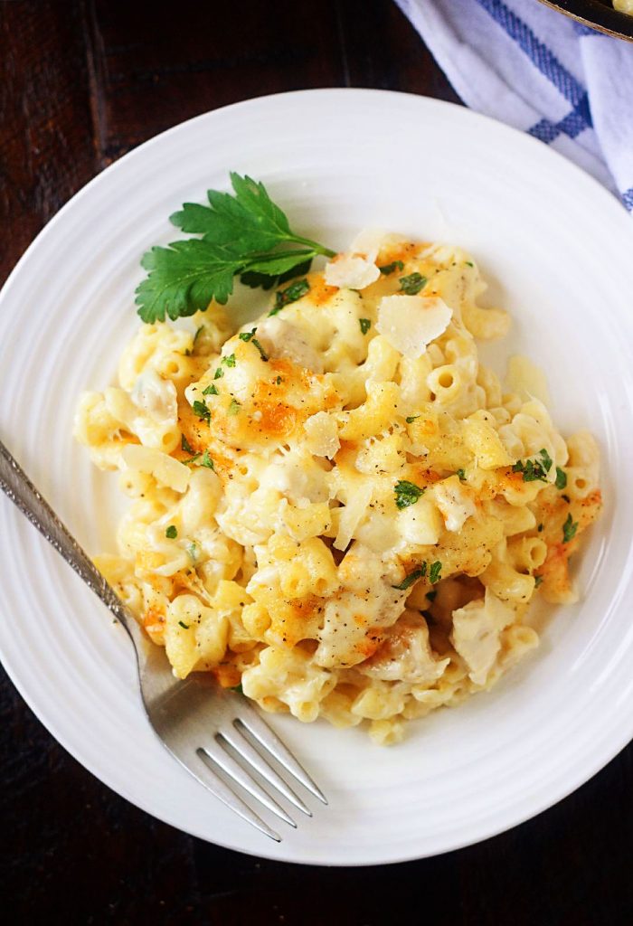 chicken alfredo pasta bake