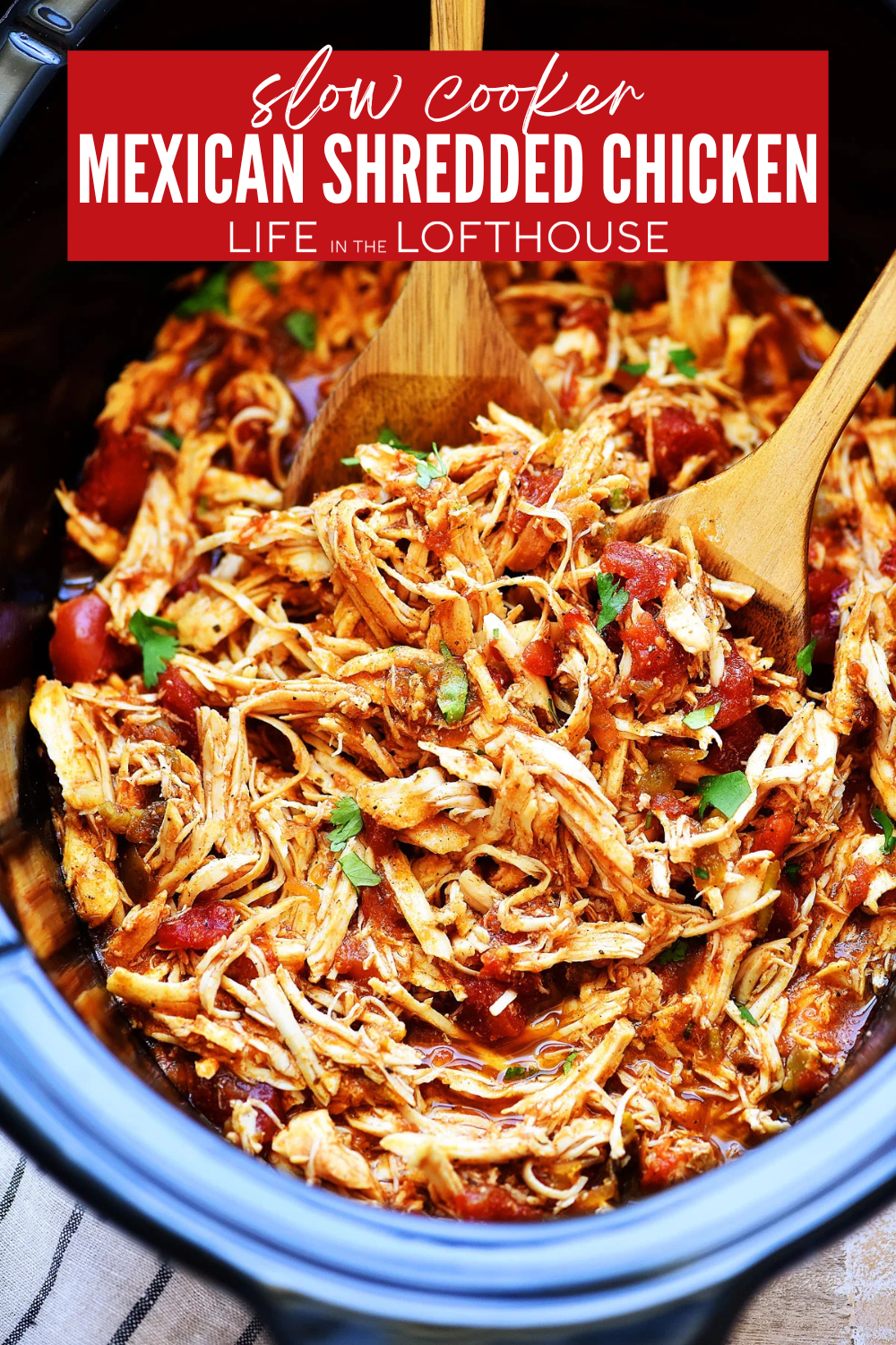 Slow Cooker Mexican Shredded Chicken Pinterest Pin