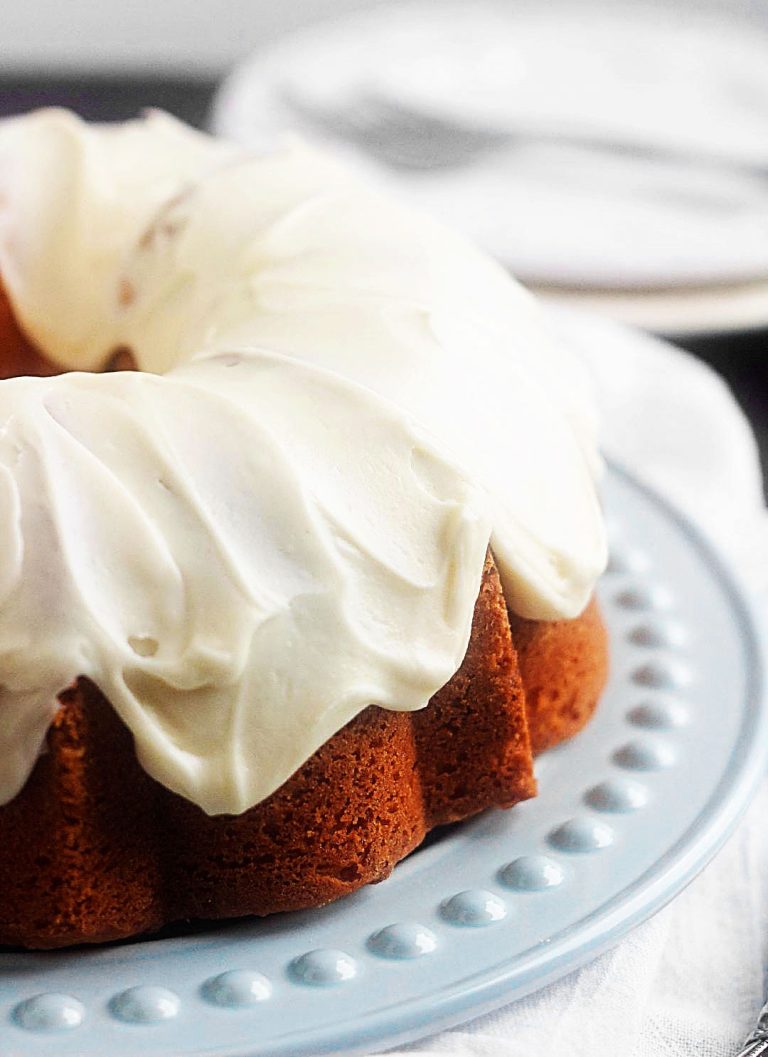 Sour Cream Coffee Cake with Browned Butter Glaze is a delicious cake with cinnamon streusel swirled throughout that is topped with a browned butter glaze. Life-in-the-Lofthouse.com