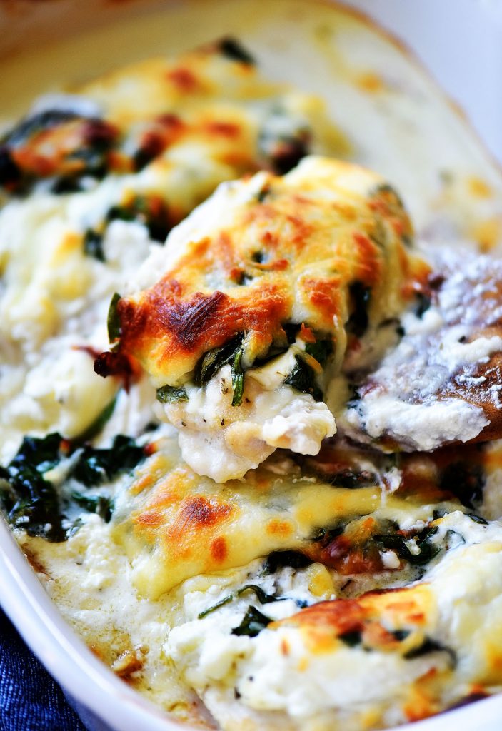 Cheesy Chicken Spinach Bake
