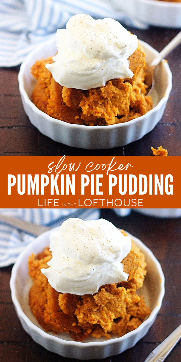 This Slow Cooker Pumpkin Pie Pudding is like eating pumpkin pie minus the crust! It&rsquo;s delicious, so fast and simple to throw together. Top it with either&nbsp;whipped cream or ice cream and it will be love at first bite.