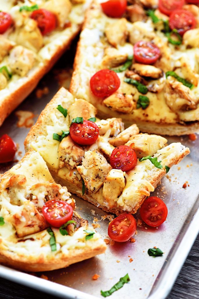 Chicken Caprese Garlic Bread