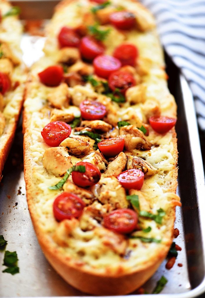 Chicken Caprese Garlic Bread
