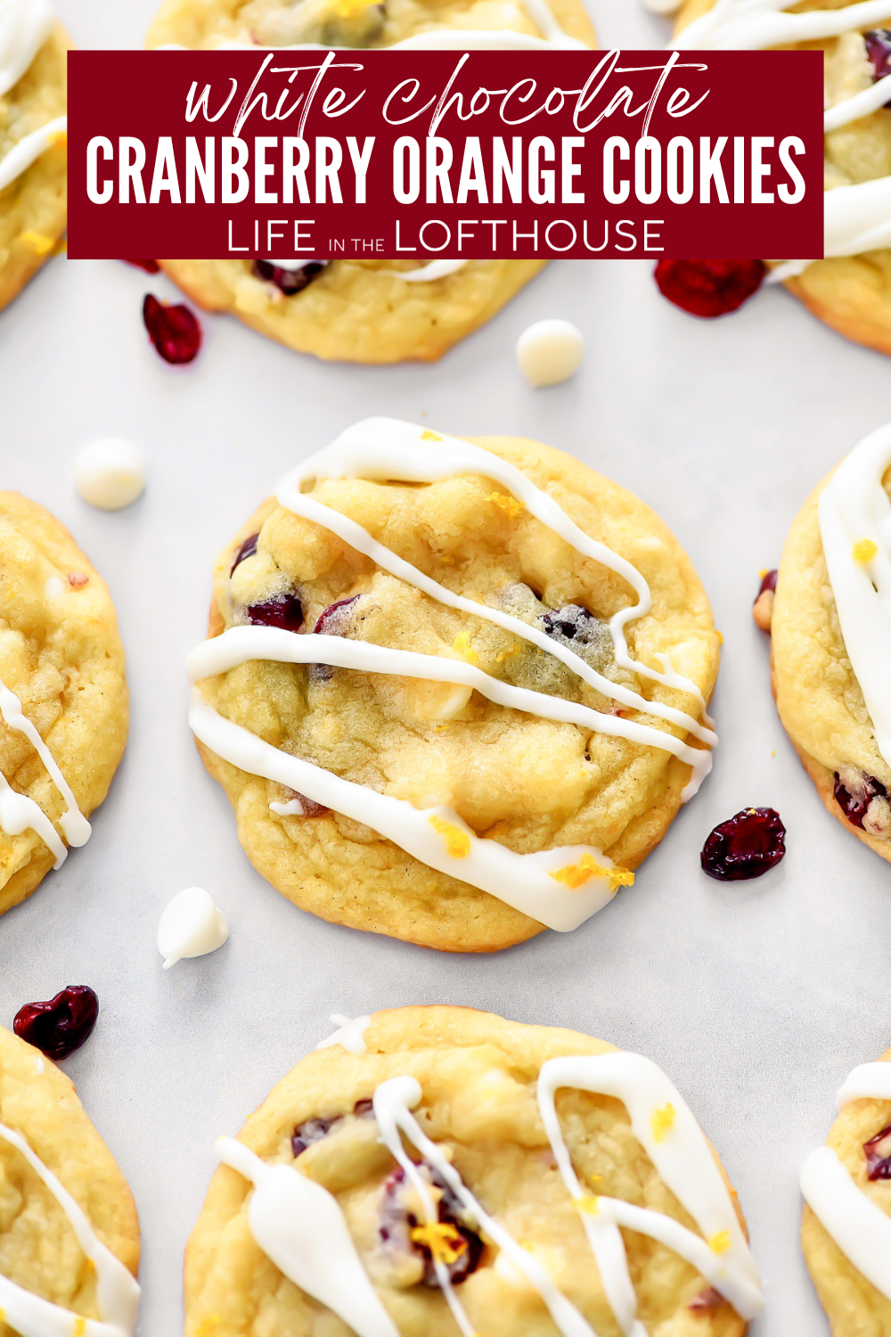White Chocolate Cranberry Orange Cookies side by side