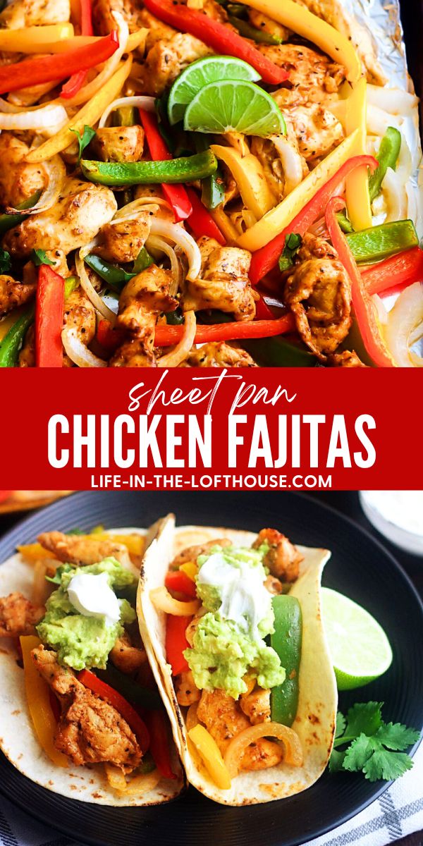 Sheet Pan Chicken Fajitas are pieces of chicken, peppers and onions full of southwest flavor. Life-in-the-Lofthouse.com