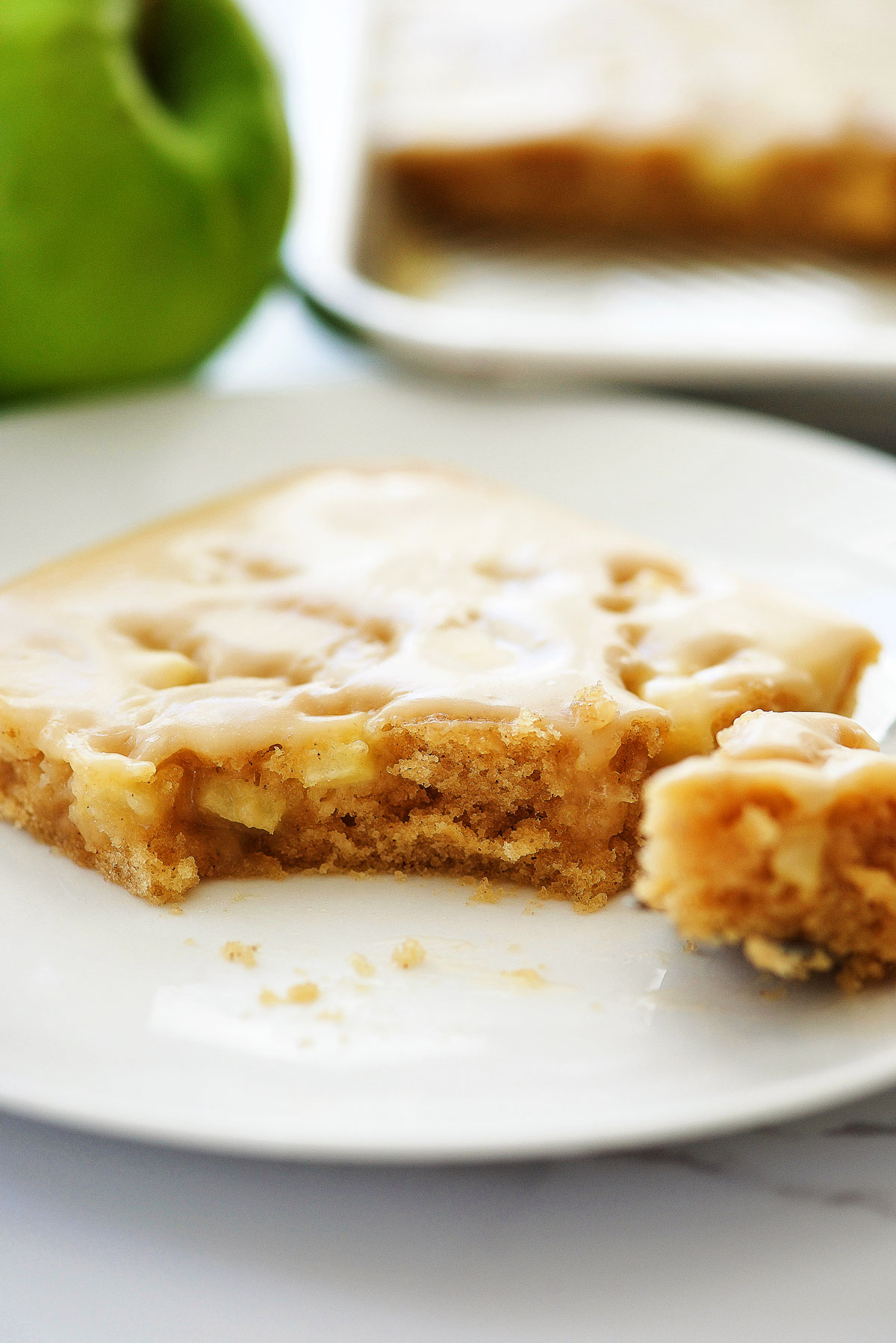 Caramel Apple Sheet Cake in a pan