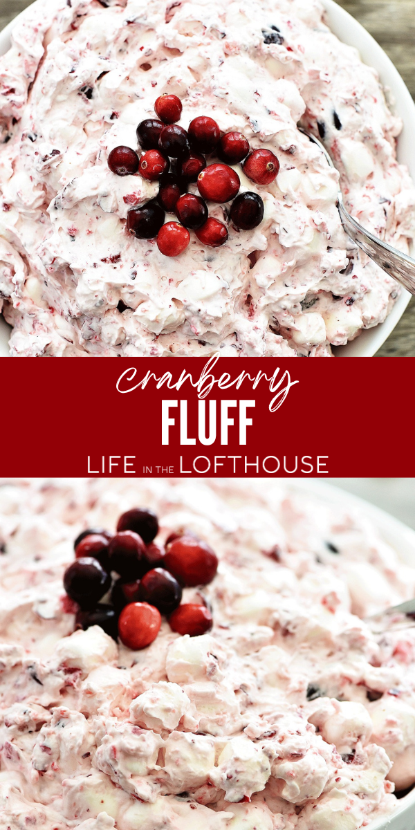 Cranberry Fluff with fresh cranberries on top