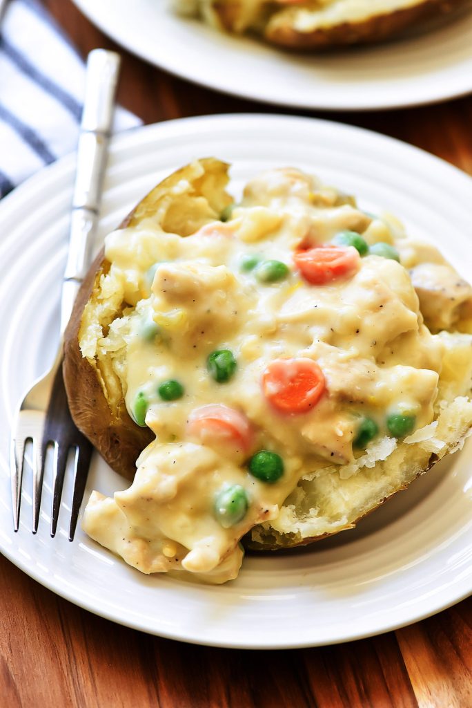 Chicken Pot Pie Baked Potato
