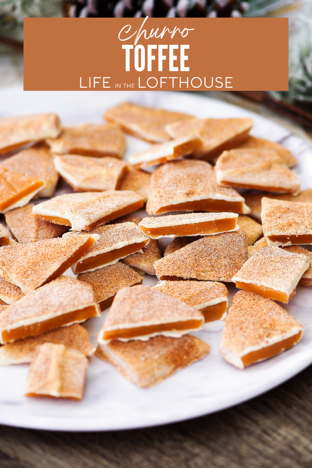 Disneyland Copycat Churro Toffee on a dish