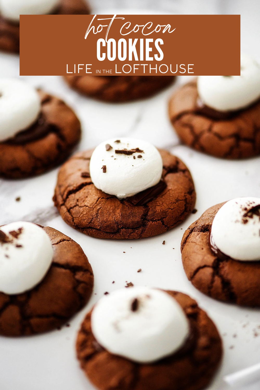 Hot Cocoa Cookies side by side with marshmallow topping