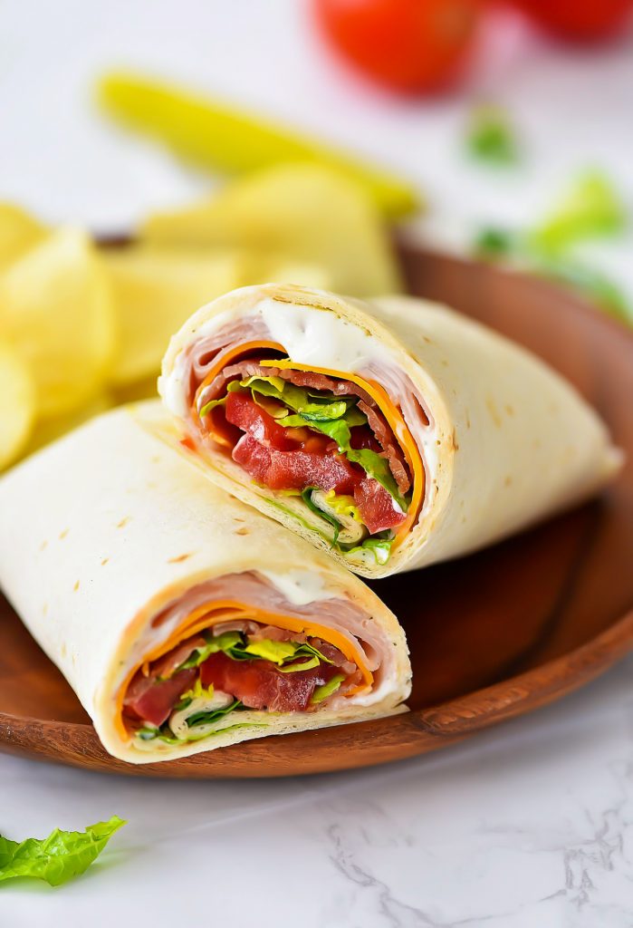 Turkey Ranch Club Wraps are filled with turkey and bacon with ranch dressing. Life-in-the-Lofthouse.com