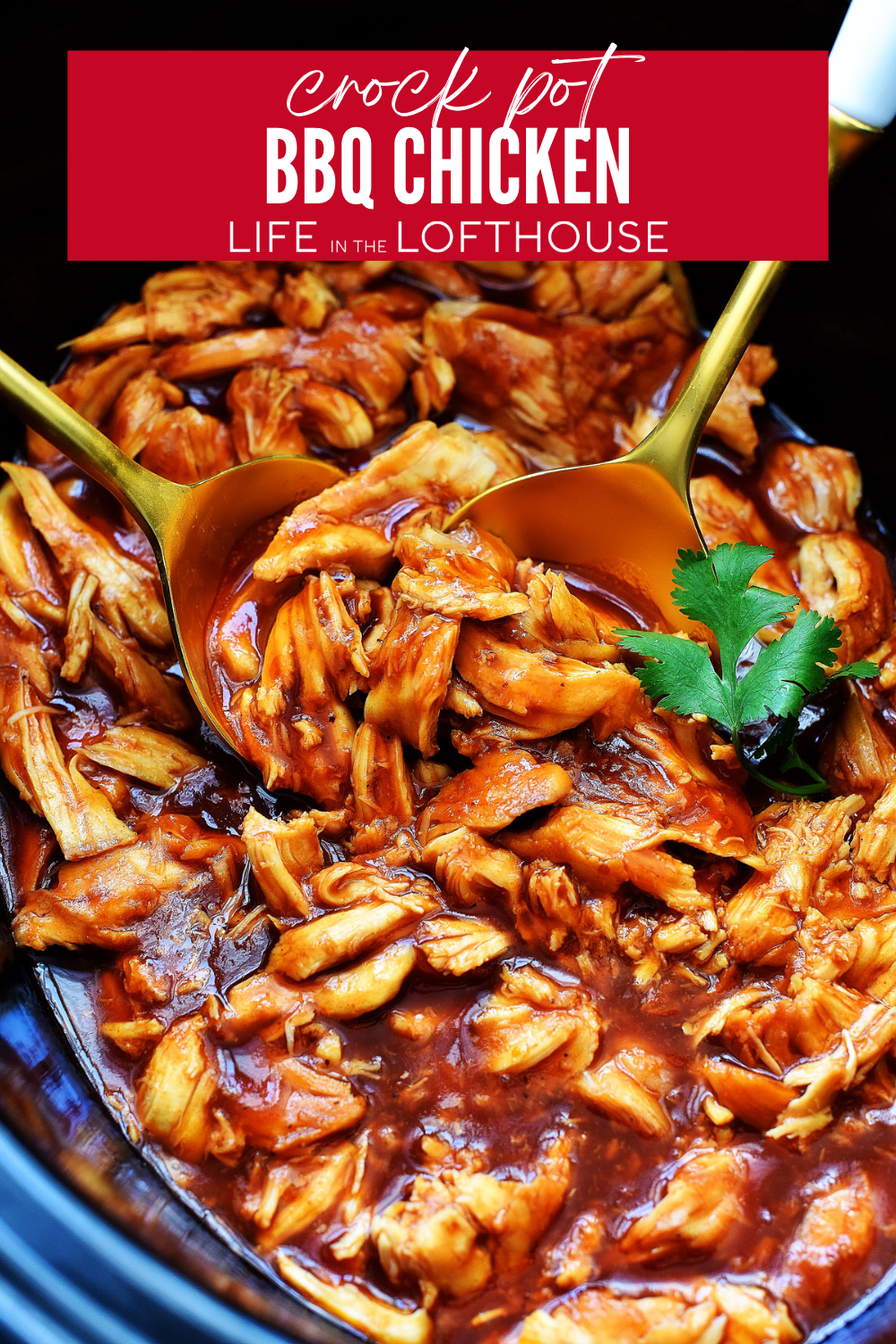 Tender, zesty and flavor-packed barbecue chicken is slow cooked in a crock pot. This delicious Crock Pot BBQ Chicken goes great in sandwiches, salads and more!