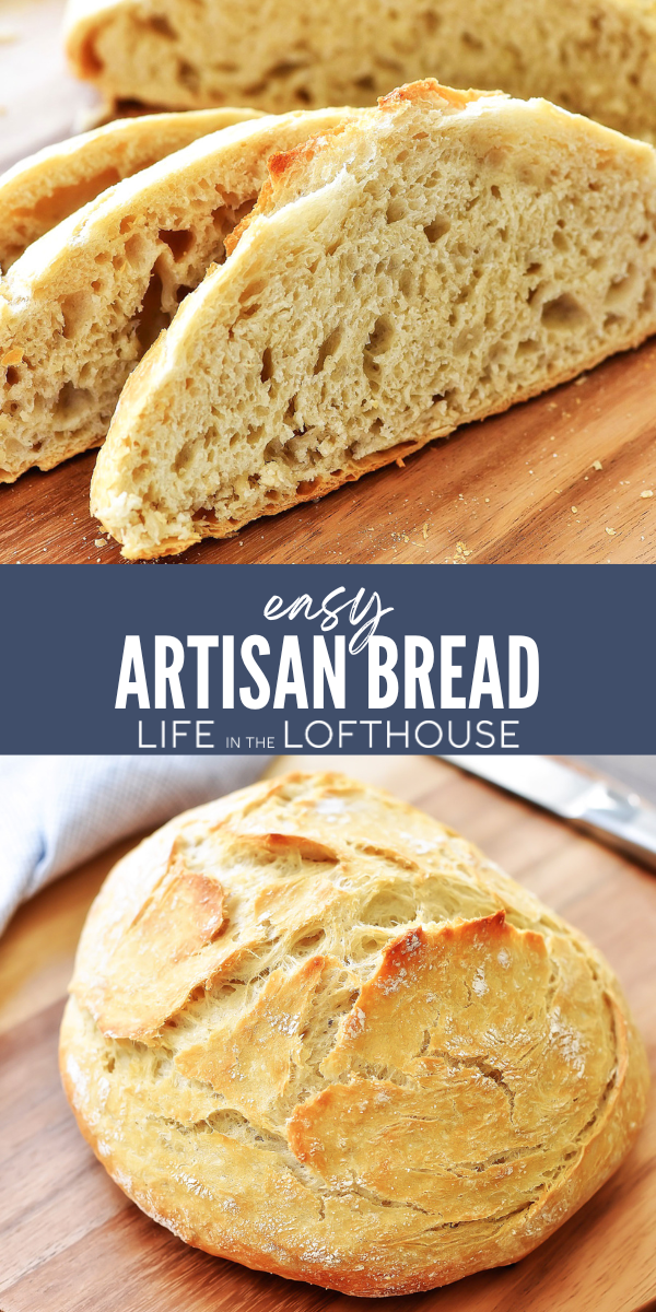Make Easy Artisan Bread at home! Enjoy a crusty outside and soft, fluffy inside with this simple, foolproof homemade bread recipe.