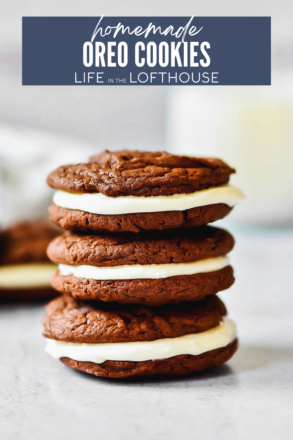 Homemade Oreo Cookies are soft and delicious chocolate cookies with a sweet cream cheese filling!