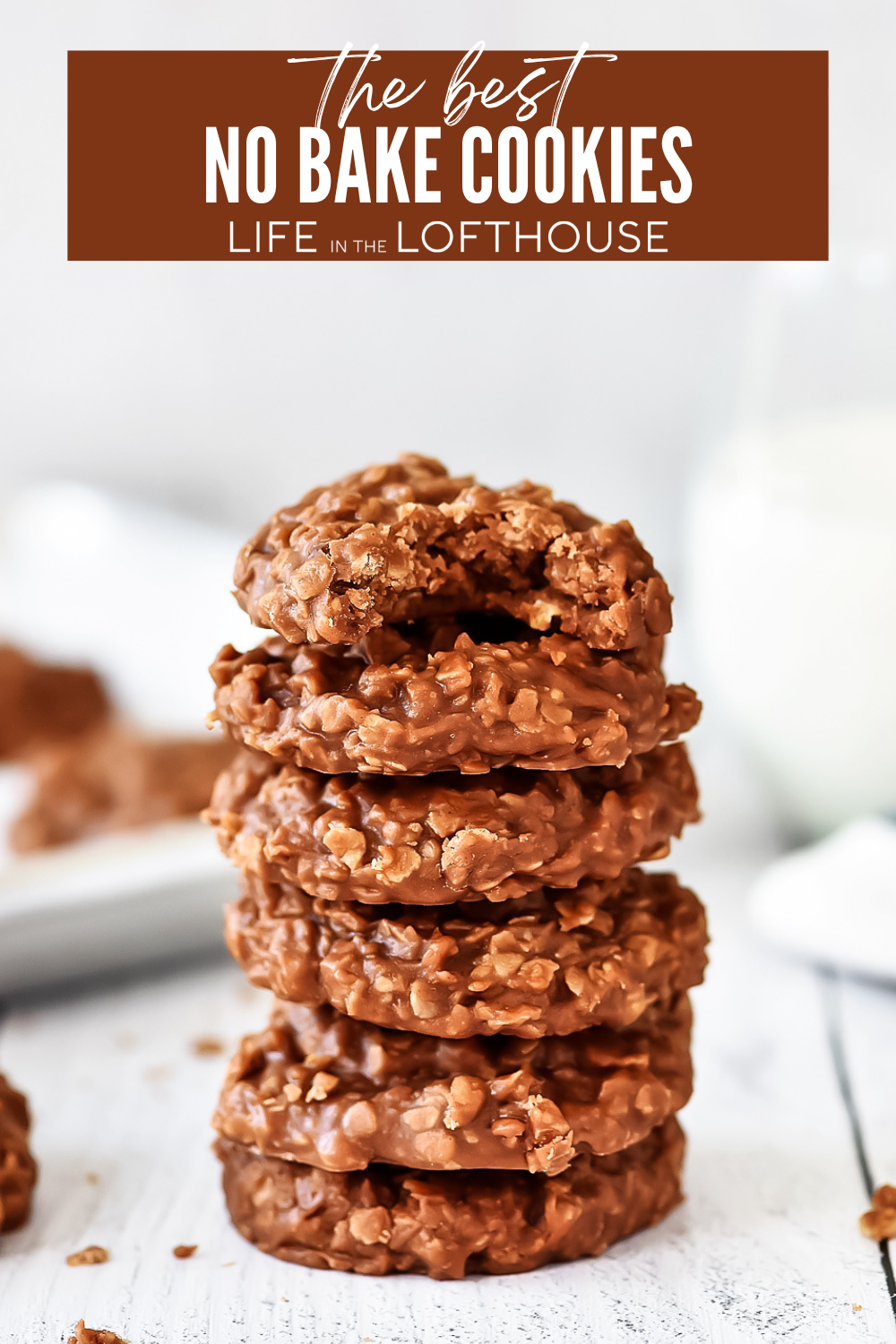 The Best No Bake Cookies stacked on top of each other