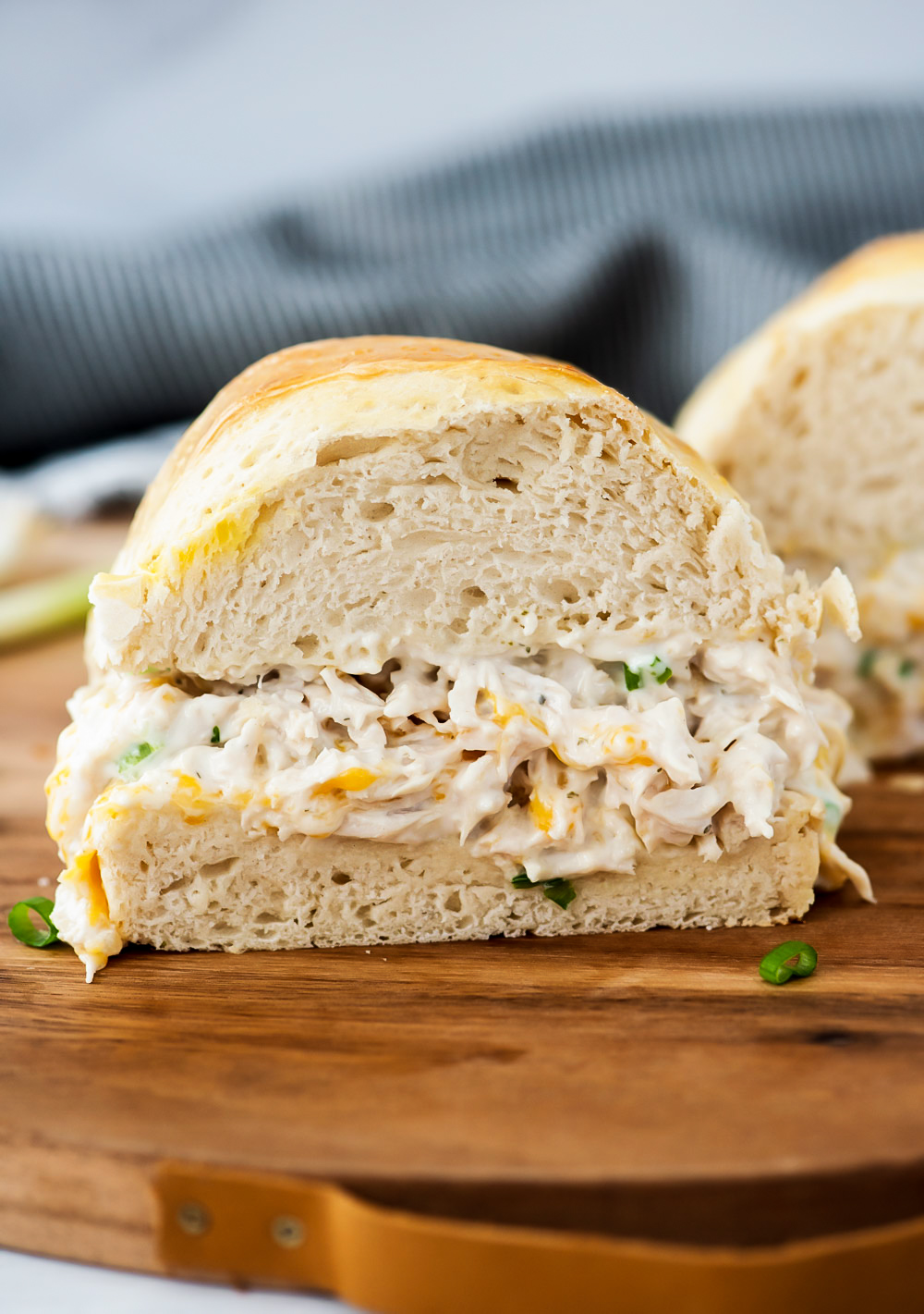 Chicken stuffed french bread is packed full of flavor with chicken, ranch dressing, loads of cheese and green onion. Life-in-the-Lofthouse.com