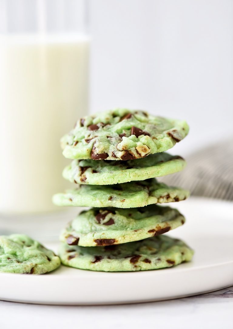 Mint Chocolate Chip Cookies are delicious, soft cookies full of mint flavor and chocolate chips. Life-in-the-Lofthouse.com